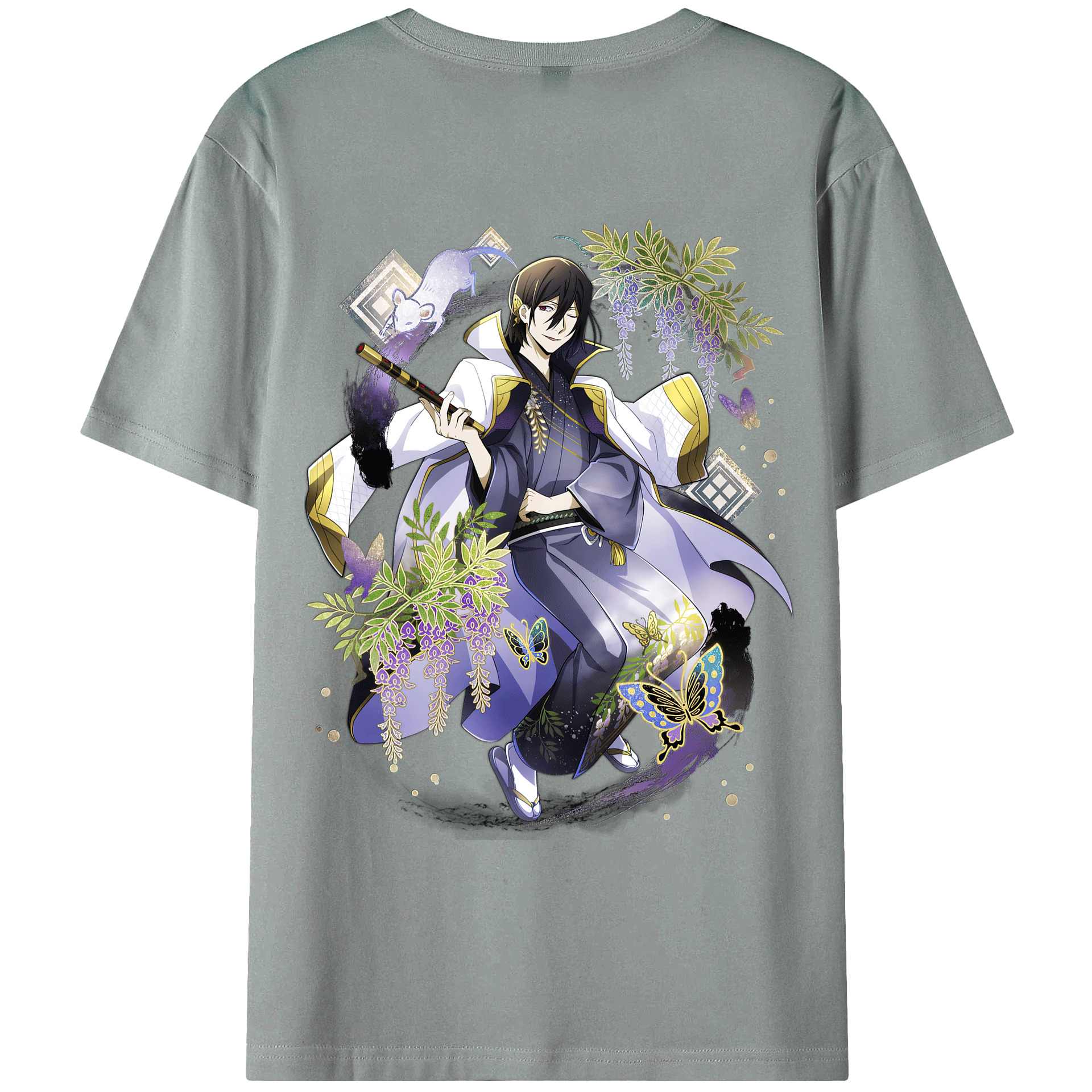 （画像用） 文豪ストレイドッグス Bungo Stray Dogs 綿100％ メンズ半袖Tシャツ（バックプリント） 通気性